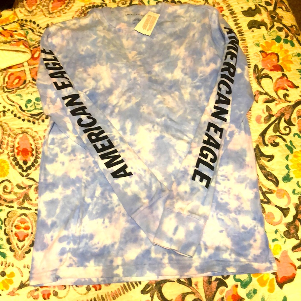 American Eagle AE Small Tye Dye Blue Tee NWT